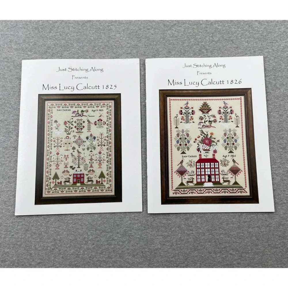 Lot of 2 Miss Lucy Calcutt 1825 / 1826 Cross Stitch Charts Just Stitching Along